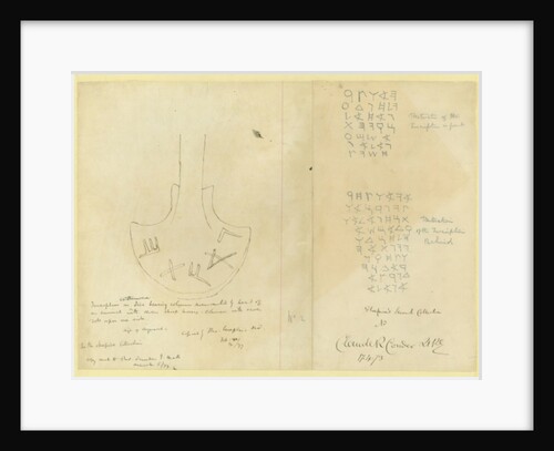 Inscription on an earthenware disc from Shapira's 2nd Collection, 1873 by Claude Conder