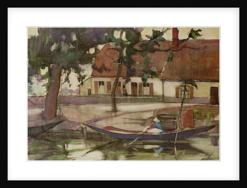 Boat on a Canal, French Village by Anne Redpath