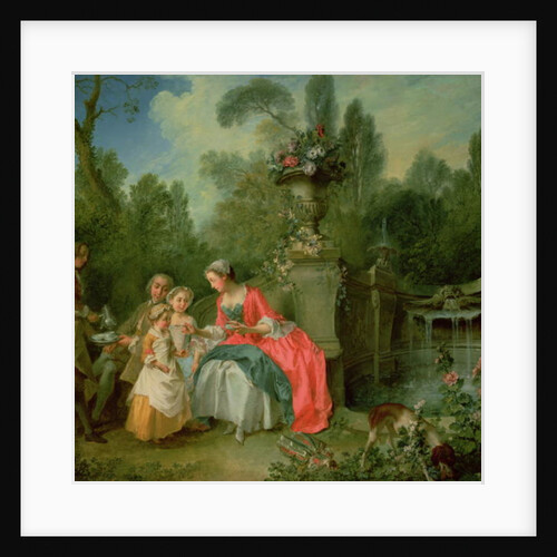 A lady and a gentleman in the Garden with two children c. 1742 by Nicolas Lancret