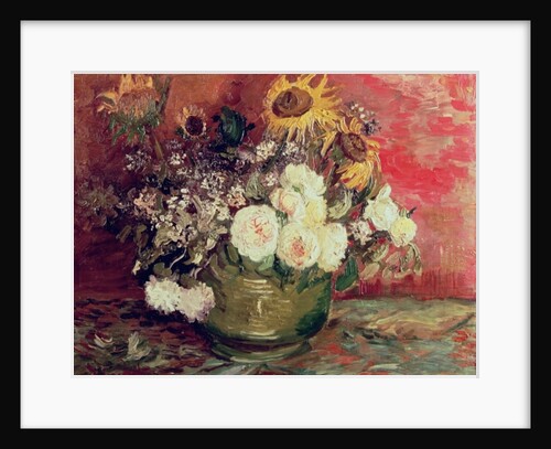 Sunflowers, Roses and other Flowers in a Bowl, 1886 by Vincent van Gogh