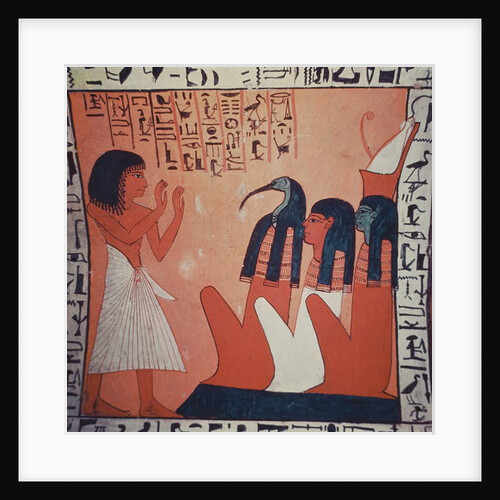 Tomb painting depicting the departed before Osiris, Isis, and Thoth by Egyptian 2nd Dynasty