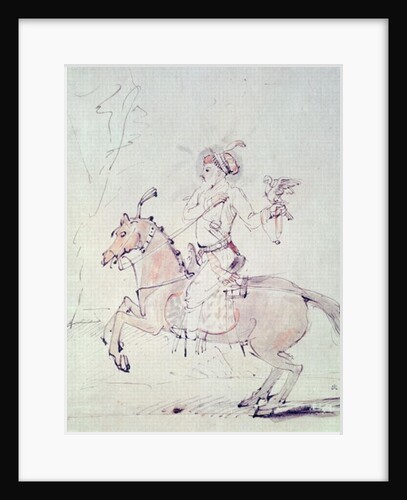 Shah Jehan with falcon on horseback by Rembrandt Harmensz. van Rijn