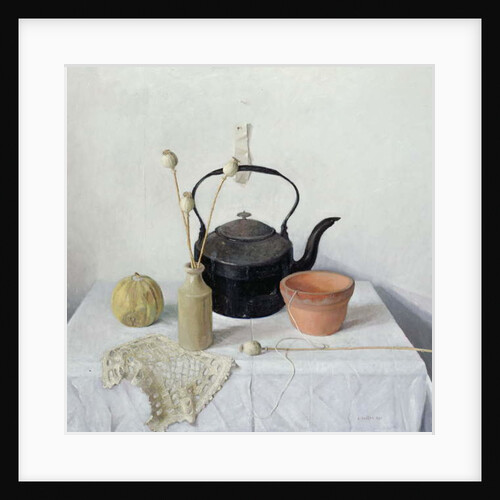 Kettle, Poppyheads and Gourd, Still Life, 1990 by Arthur Easton