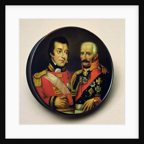 Snuff box with portraits of Arthur Wellesley Duke of Wellington and Gebbard Leberecht Field Marshall, Prince von Blucher by English School