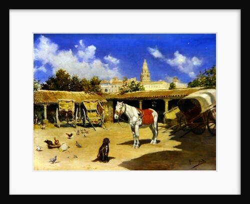 A Courtyard in Murcia, with Cathedral tower by Jose Marin Baldo