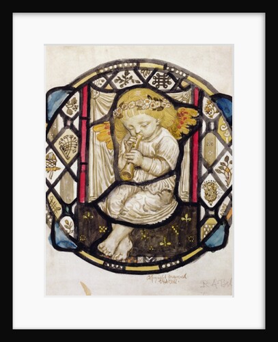 Stained Glass design of Putto playing the Flute by Robert Anning Bell