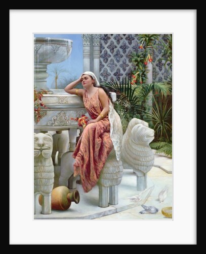 A Restful Moment by the Lion Fountain at the Alhambra, Spain, 1894 by Margaret Murray Cookesley