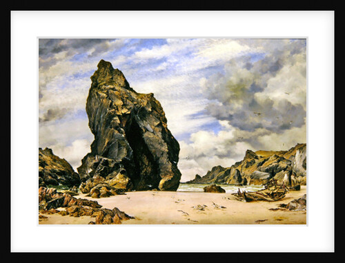 Steeple Rock, Kynance Cove, Lizard, Cornwall, Low Water, 1873 by Edward William Cooke