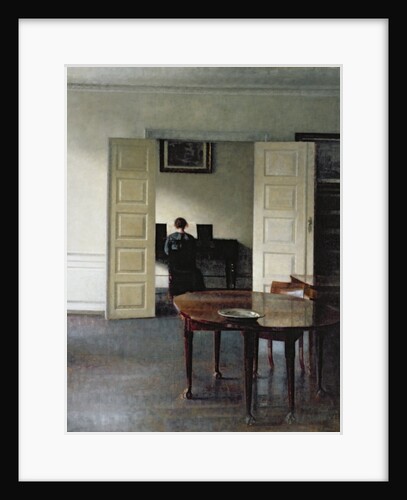 An Interior with a Woman Playing Piano, 1910 by Vilhelm Hammershoi