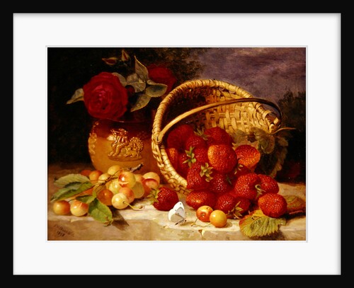 Still life of basket with strawberries and cherries, 1898 by Eloise Harriet Stannard