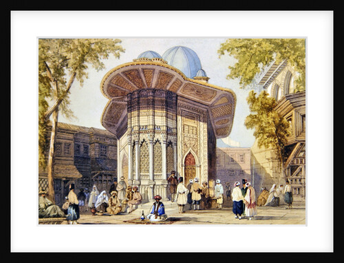 Turkish figures before a kiosk by Amadeo Preziosi