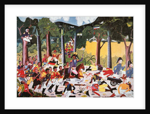 Haitians under Jean Jacques Dessalines defeat Napoleon's troops by Haitian School