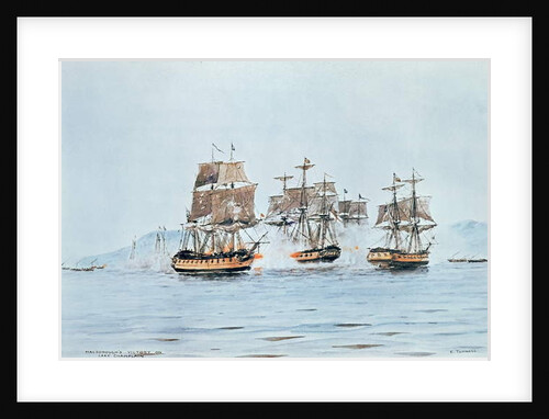 Commodore Macdonough in the Saratoga defeats the British, Battle of Lake Champlain, 11 September 1814 by E. Tufnell