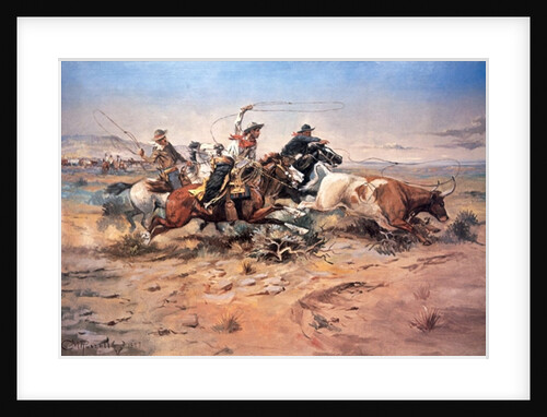 Cowboys roping a steer, 1897 by Charles Marion Russell