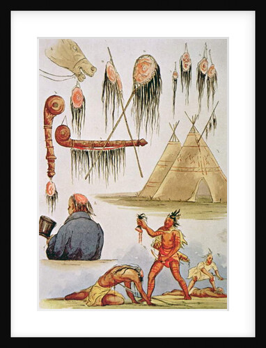 Scalping and decorative use of scalps by George Catlin