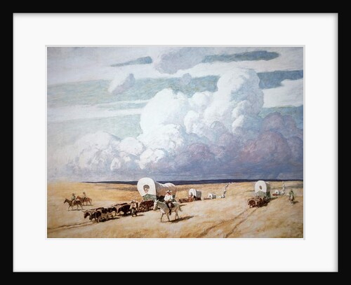 wagons couverts se dirigeant vers l'ouest by Newell Convers Wyeth