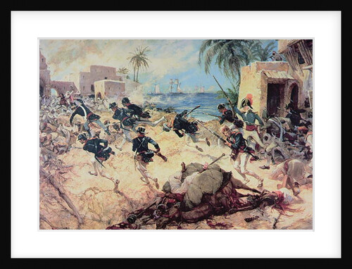 U.S. Marines Capture the Barbary pirate fortress at Derna, Tripoli, 27th April 1805 by C.H. Waterhouse