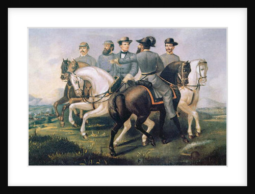 President of the Confederate States during the American Civil War, with his generals by American School