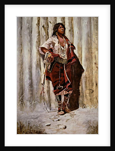 Indian Maid at the Stockade by Charles Marion Russell