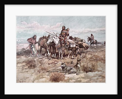 Native Americans Plains People moving camp, 1897 by Charles Marion Russell