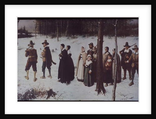 Pilgrim Fathers going to church in colonial America, 1867 by George Henry Boughton