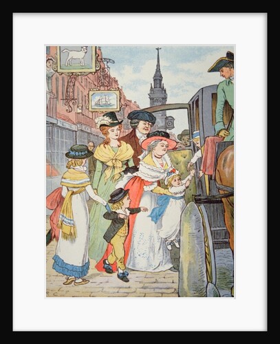Family life in colonial America - Street scene in Boston by Randolph Caldecott