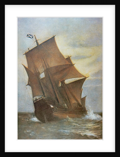 The Mayflower carrying the Pilgrim Fathers across the Atlantic to America in 1620 by Marshall Johnson