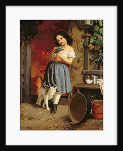 A Young Girl with a Cat, 1866 by Karl Nahl