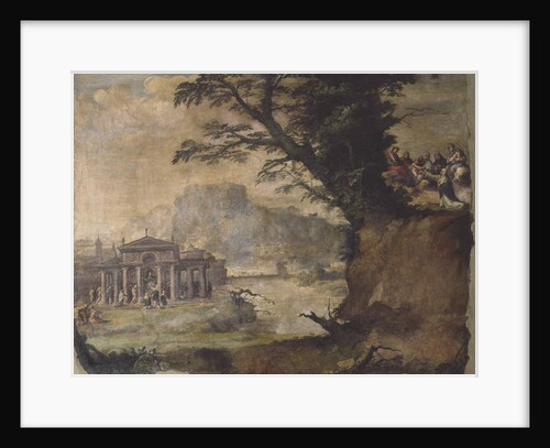 Landscape with meeting of Christ and Virgin by Polidoro da Caravaggio