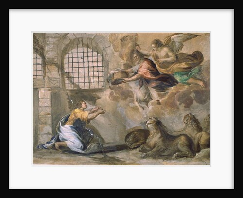 Daniel in the Lions' Den is fed by Habbukuk by Francesco Allegrini