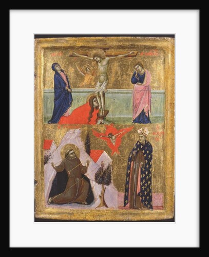 Crucifixion and the stigmata of St Francis of Assisi and St Lodovico of Toulouse by Master of the Sterbini Diptych