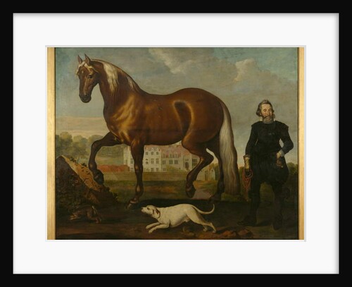 A Bay Horse with View of Welbeck Abbey – West Front, c.1630 by English School