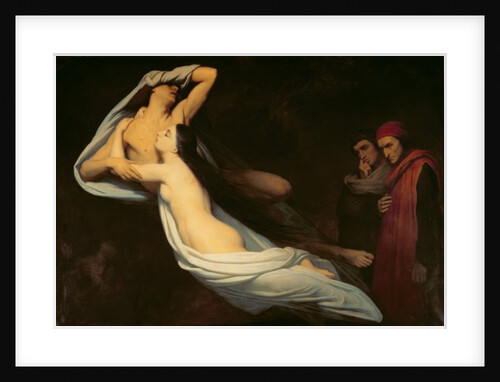 The figures of Francesca da Rimini and Paolo da Verrucchio appear to Dante and Virgil by Ary Scheffer