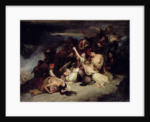 The despairing women of Rumili, seeing their husbands defeated by the troops of Ali Pasha, the Lion of Janina, throw themselves from the rocks in 1803 by Ary Scheffer