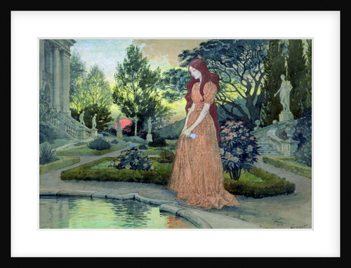 Young girl in a garden by Eugene Grasset