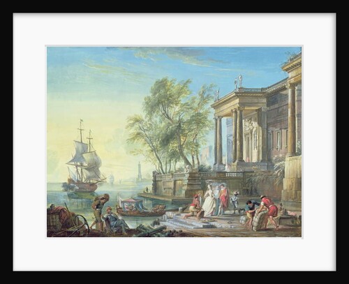 Port Scene with Setting Sun by Jean-Baptiste Lallemand