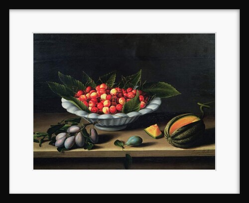 A Bowl of Cherries with Plums and a Melon, 1635 by Louise Moillon