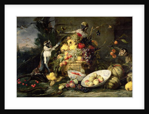 Three Monkeys Stealing Fruit by Frans Snyders or Snijders