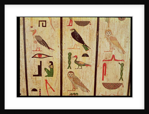 The sarcophagus of Psamtik I detail of hieroglyphics, Late Period by Egyptian 26th Dynasty