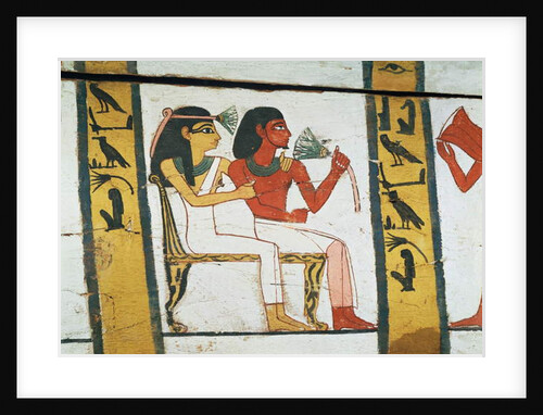 Detail of the decoration of a sarcophagus of The Lady of Madja, New Kingdom, c.1450 BC by Egyptian 18th Dynasty