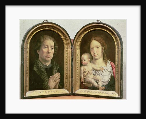 The Carondelet Diptych; Portrait of Jean Carondelet Dean of Besancon Church, and councillor to Charles V; Madonna and Child, 1517 by Jan Gossaert