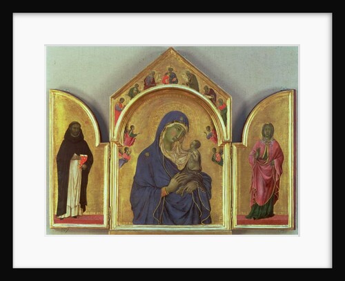 Madonna and Child with Saints Dominic, Aurea and Patriarchs and Prophets c.1312-15 by Duccio di Buoninsegna