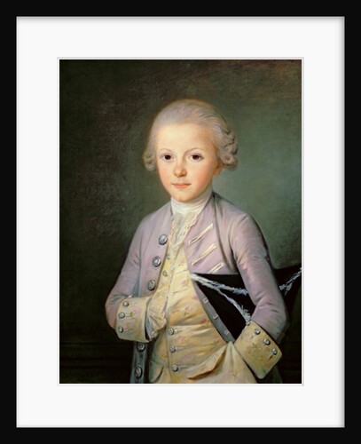 A Portrait of a Young Boy holding a hat beneath his arm by Jean Francois Colson