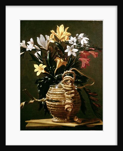 Still Life of Flowers in a straw-covered Flask by Guido Cagnacci