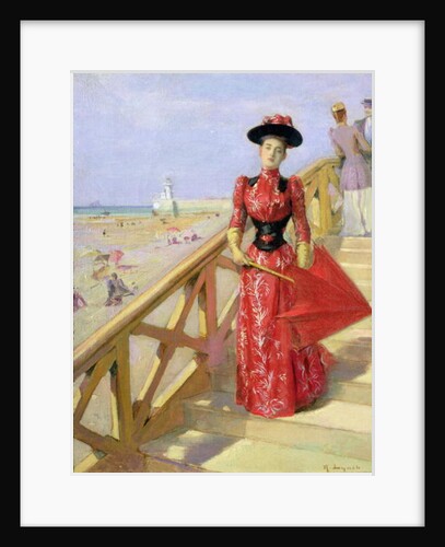 Woman Walking Down Steps on to a Beach by Albert Lynch