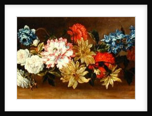 Still life of Roses and Other Roses on a Ledge with Two Ginger Jars by Jean-Baptiste Monnoyer