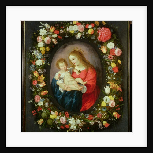 Madonna and Child in a Garland of Flowers by Vincent Sellaer