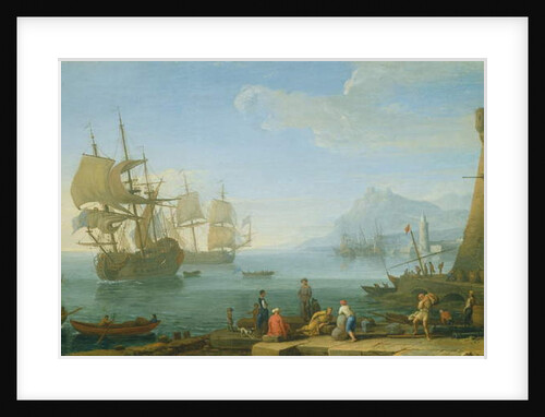 Mediterranean harbour scene by Adrien Manglard