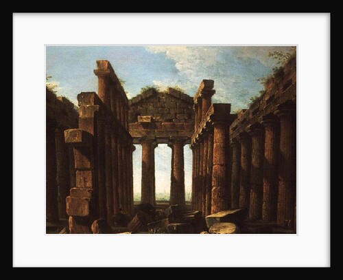 Figures Admiring the Temple of Neptune at Paestum, 18th century by Antonio Joli