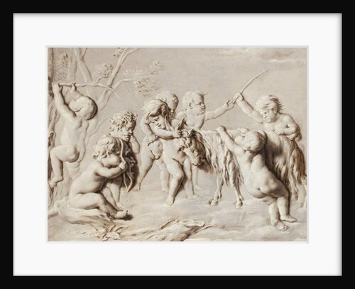 Putti playing with the She-Goat Amalthea by French School